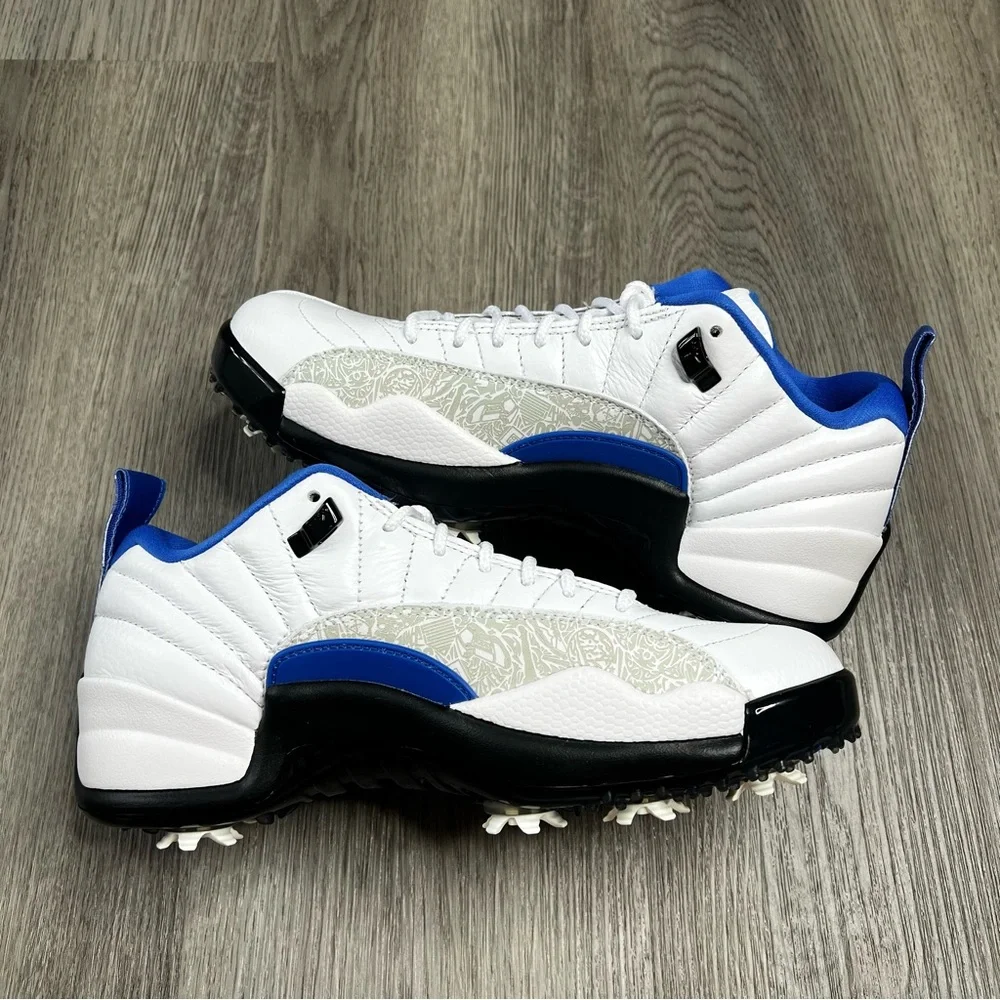 New Air Jordan 12 Low Golf White Game Royal Black Men’s‎ Sz 7 DM9015-105 Spikes